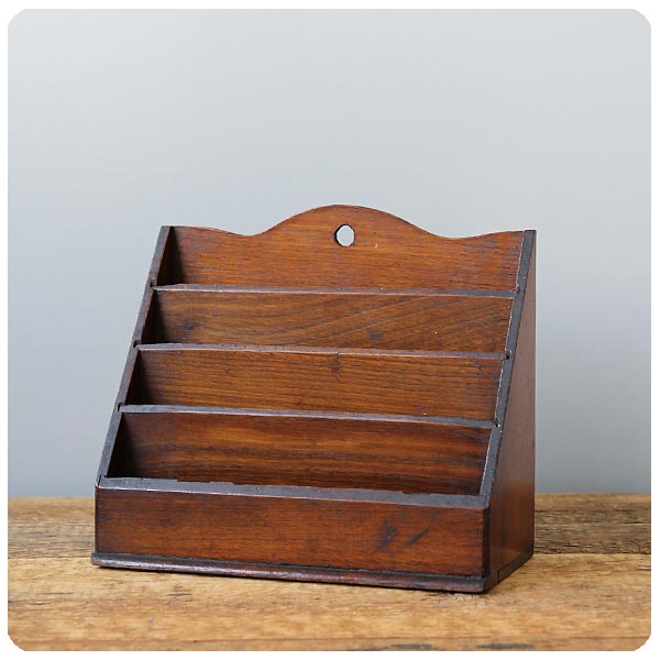 フランスアンティーク レターラック 木製 木製レターラック焦茶 インク