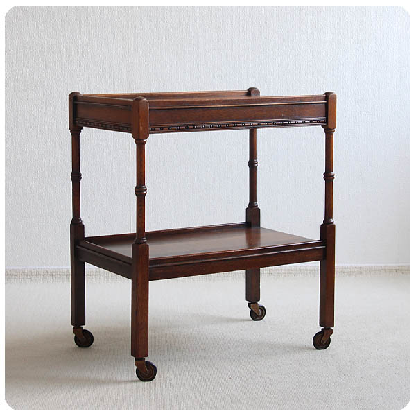 イギリス アンティーク ティートレイ付きキッチンワゴン K-343