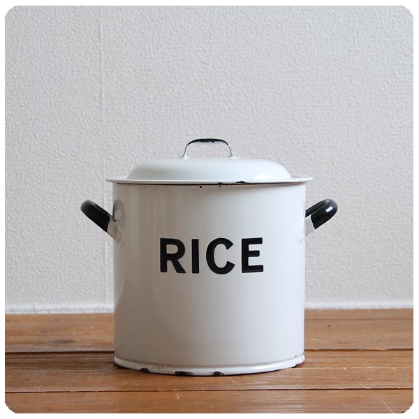 イギリス アンティーク ホーロー製ライス缶/キッチン雑貨/エナメル