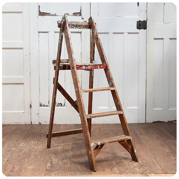 イギリス アンティーク ステップラダー 木製脚立 店舗什器 飾り台