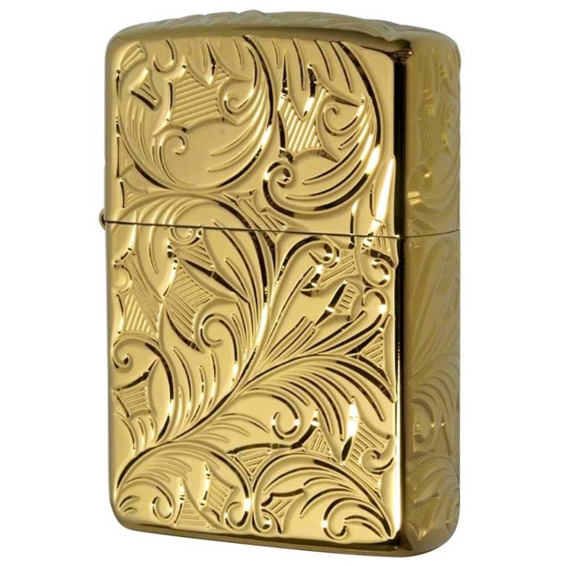 Zippo ジッポー アーマー リーフ 5面立体彫刻 ゴールド チタニューム