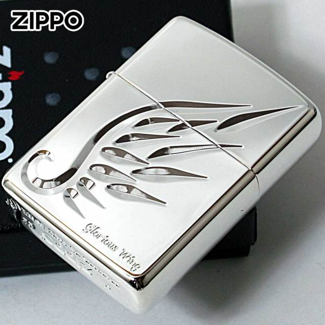 Zippo ジッポー アーマー 羽 ウイング 深彫 ブラック V-WING SV｜Zippo