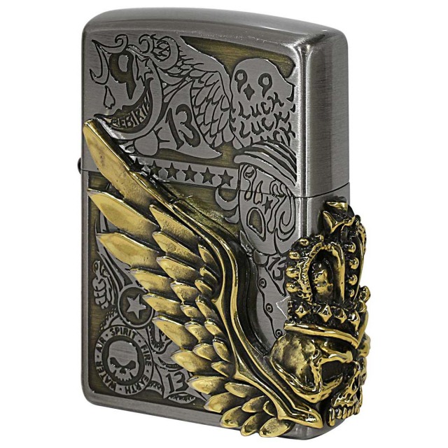 Zippo ジッポー スカル ドクロ 骸骨 羽 ウイング フォーチュンヘッド