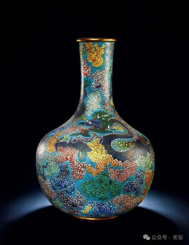 中国古玩 粉彩雲龍紋 大花瓶 天球瓶 【公式通販】