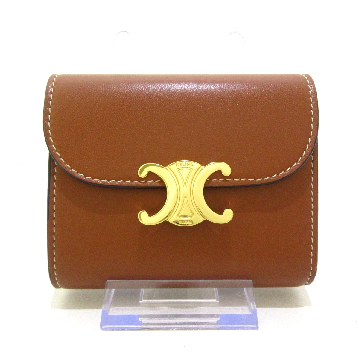 Racine CELINE 三つ折りトリオンフ財布 テラコッタ色 CELINE(セリーヌ