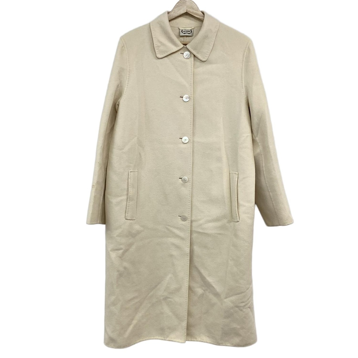 アニオナ AGNONA 高級 カシミアコートイタリア製 ホワイト L Agnona