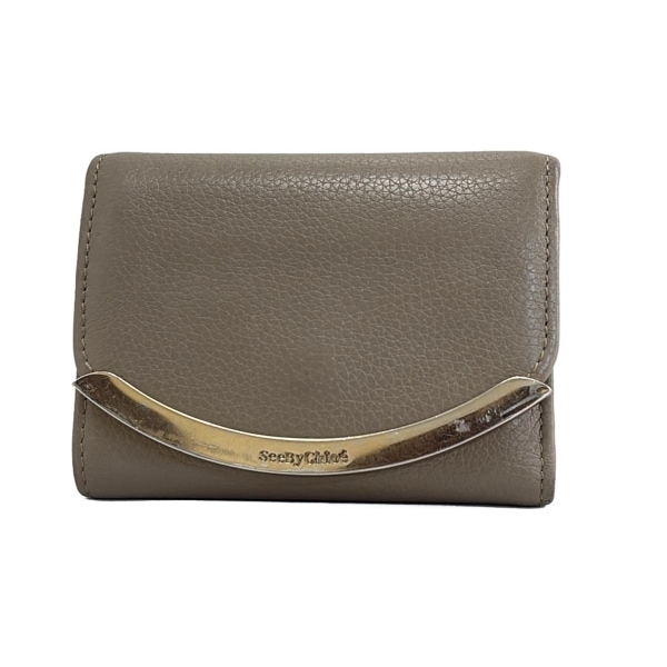 SEE BY CHLOE(シーバイクロエ) 3つ折り財布 - グレーベージュ レザー