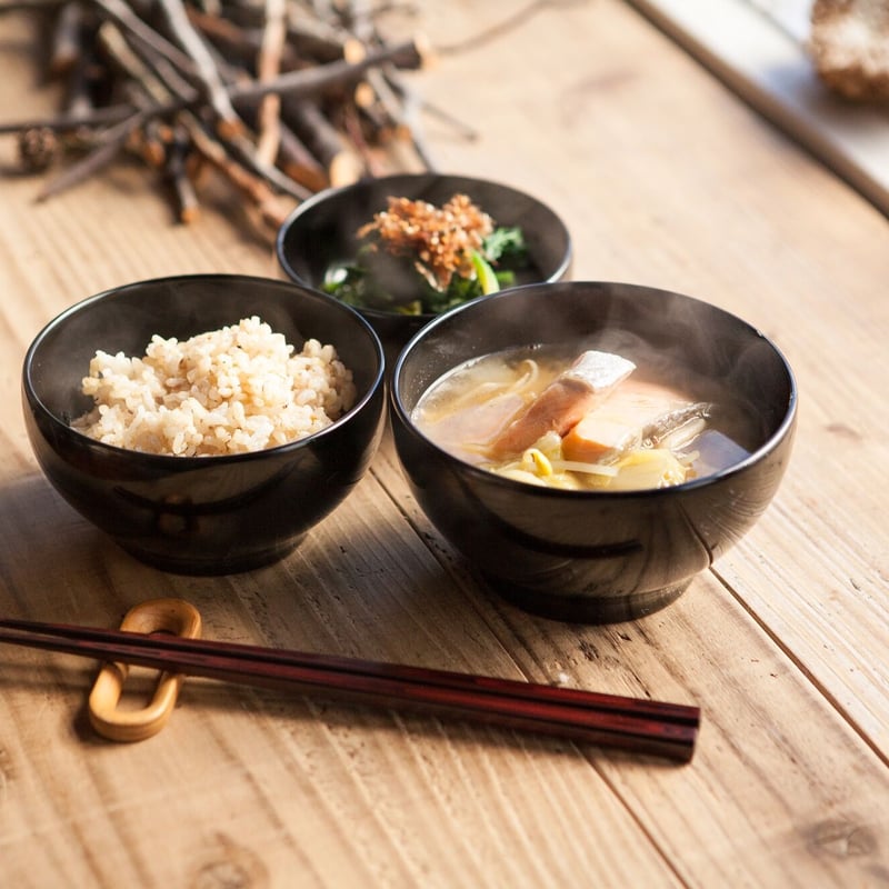 とつきとおか共同受注【第12季】めぐる・日月（花塗り：黒溜）＜三つ組