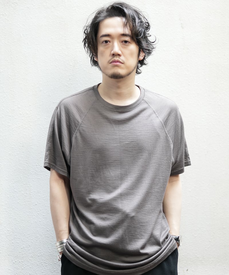 MBハイエンド 尾州ウールTシャツ ジャストフィット S グレー MB