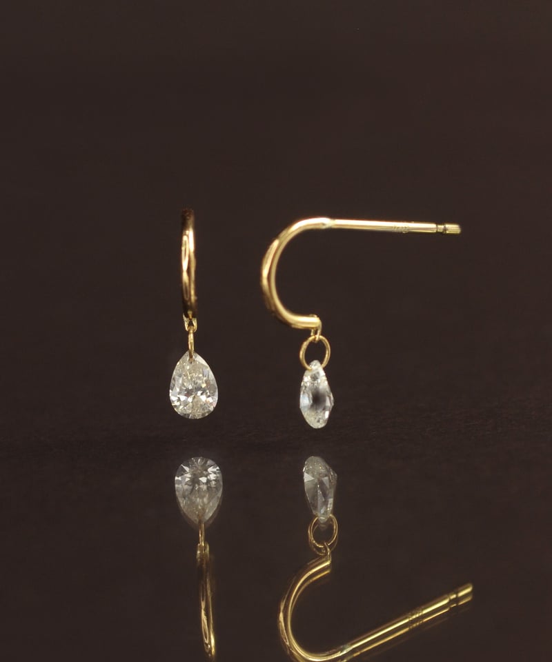 anq.】K18・ティアドロップ 0.2ctダイヤモンド ピアス | KU-CROISSAN