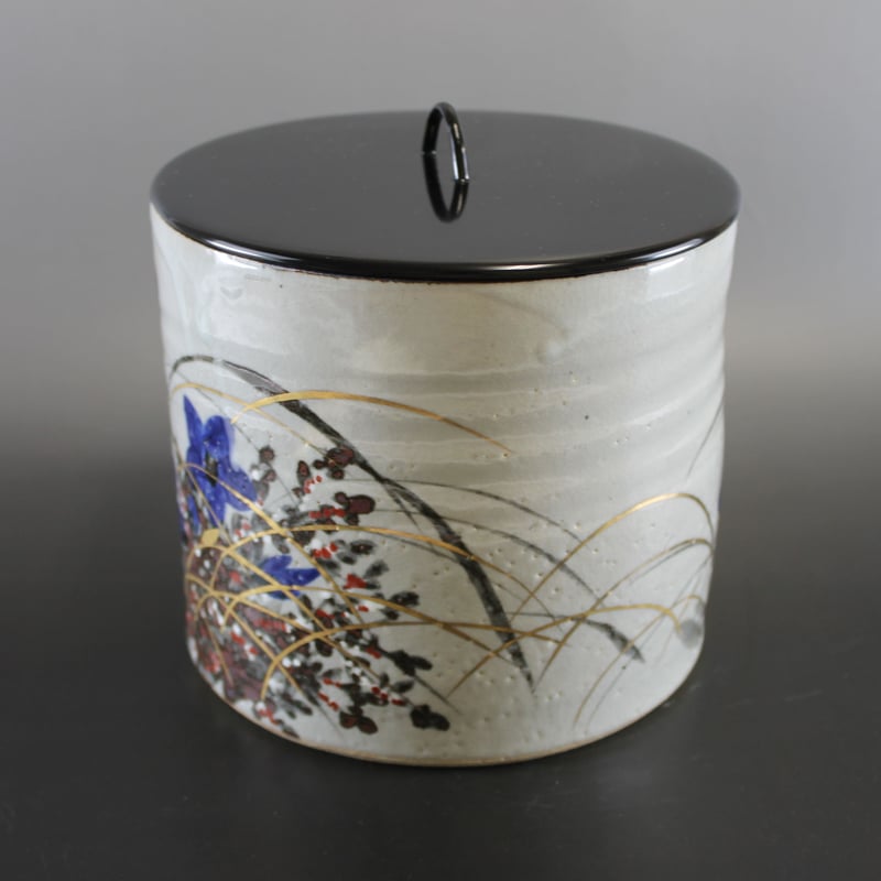 加賀瑞山 乾山写秋草水指 共箱【茶道具／水指／共箱】 | 龍門堂