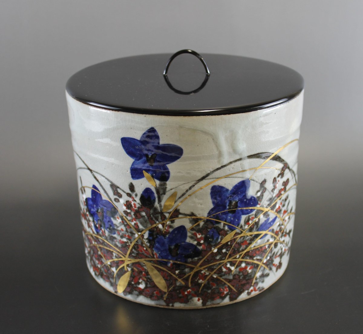 加賀瑞山 乾山写秋草水指 共箱【茶道具／水指／共箱】 | 龍門堂