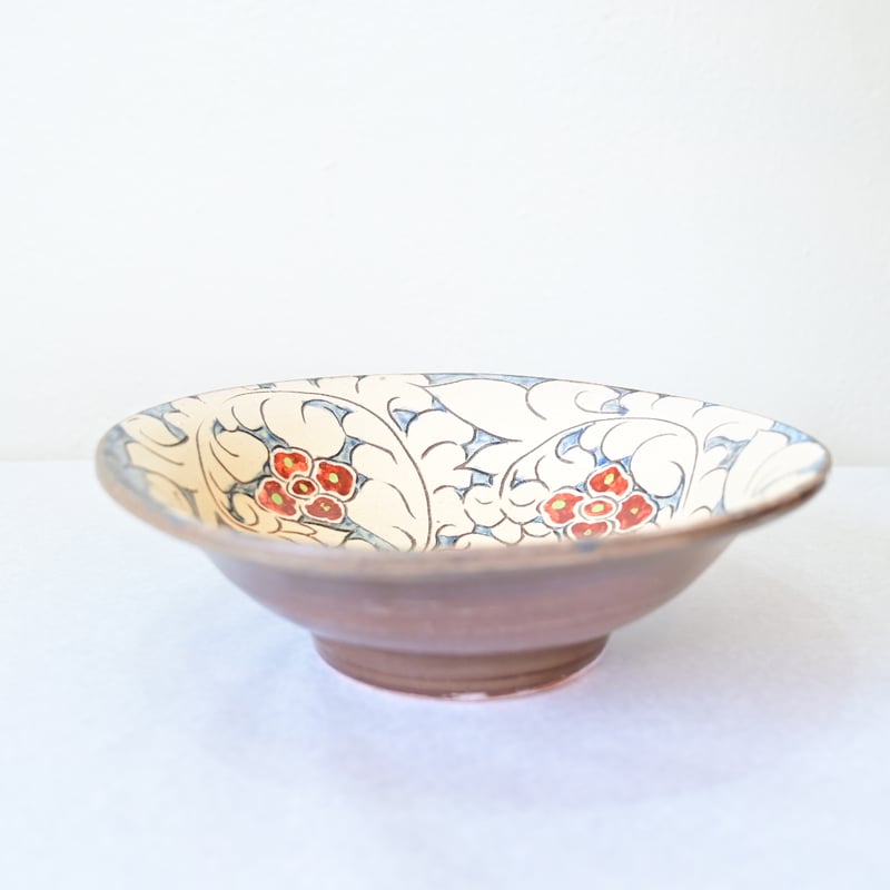 沖縄の器・やちむん・壺屋焼】 國場陶芸 赤絵 8寸皿 A | 沖縄のうつわ