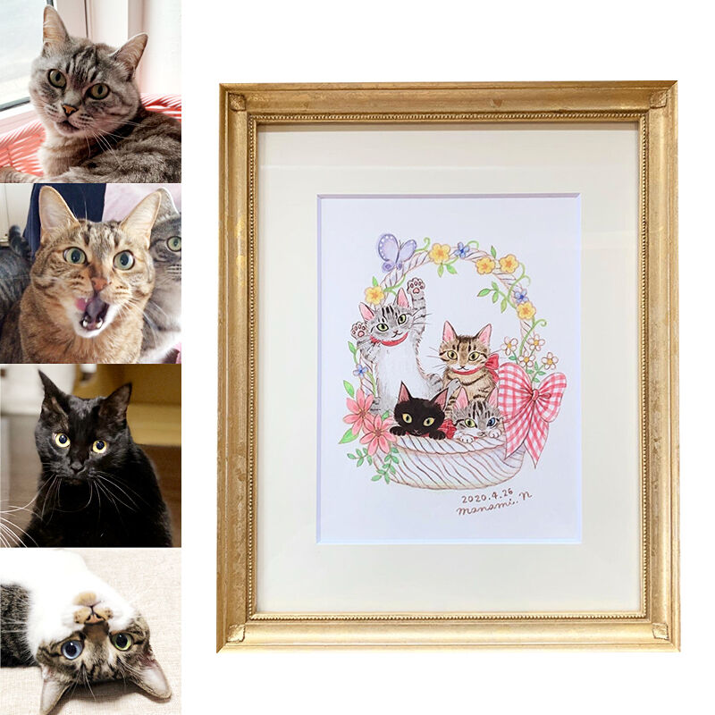 M メインクーン インテリア アクリル画 A4サイズ額装付き BAEZ3 M