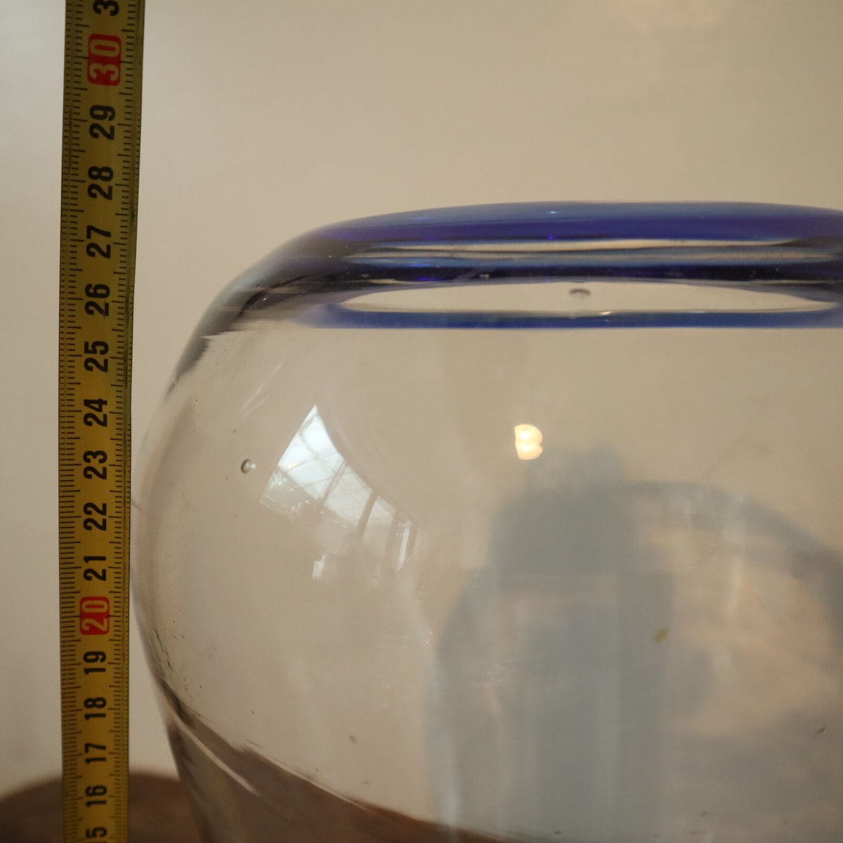 ☆明治ガラス/和ガラス！綺麗な青縁鉢/気泡ガラス/氷ガラス 明治ガラス