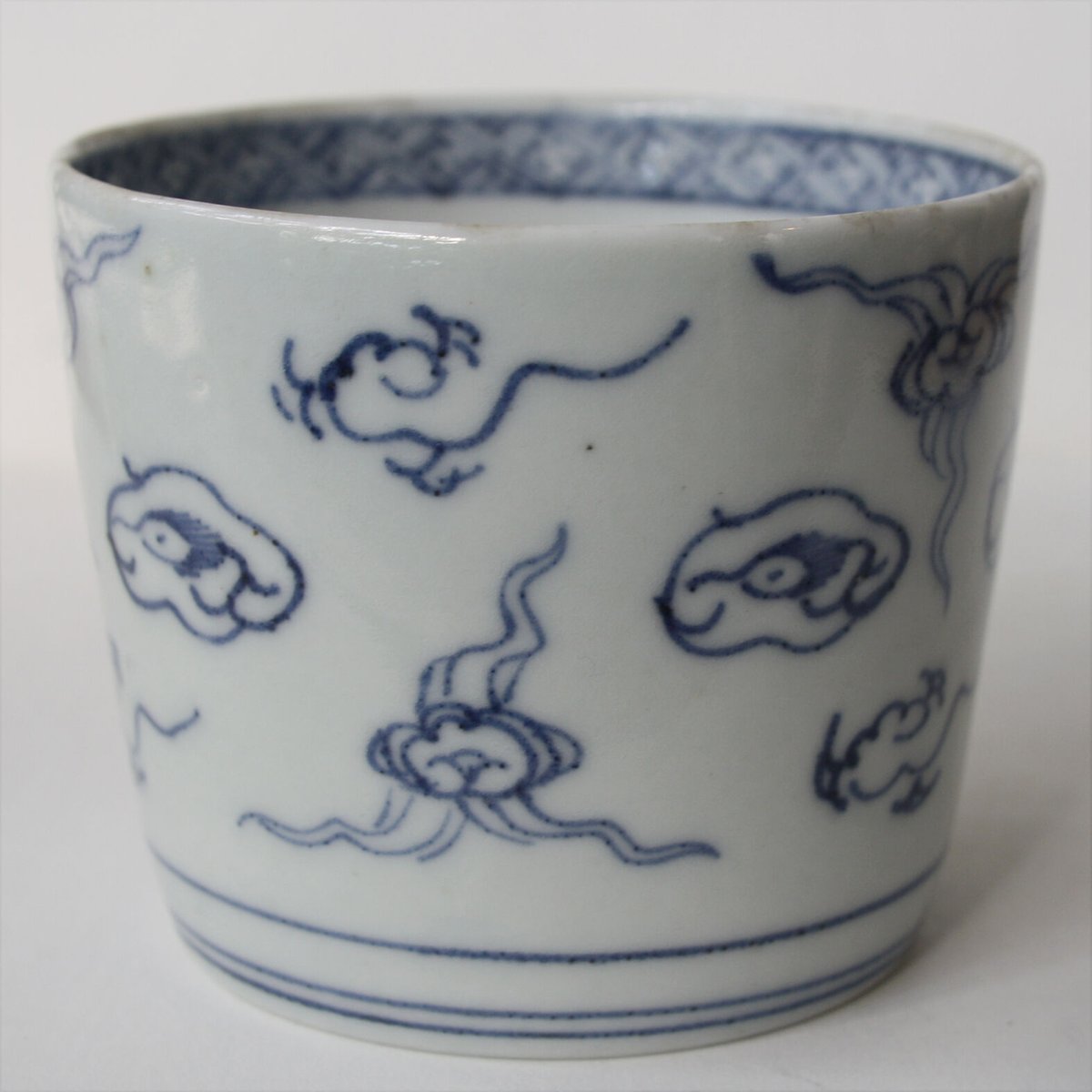 古伊万里 色絵 雲龍に毘沙門亀甲紋の図 大振蕎麦猪口 C964AS-fbqq 古