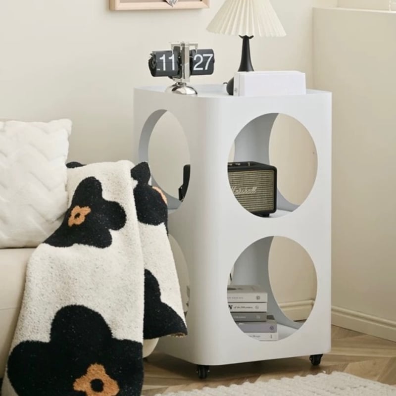 キャスター付 三段 アイアン 穴あき サイドテーブル 全3色 ワゴン | 70PARK