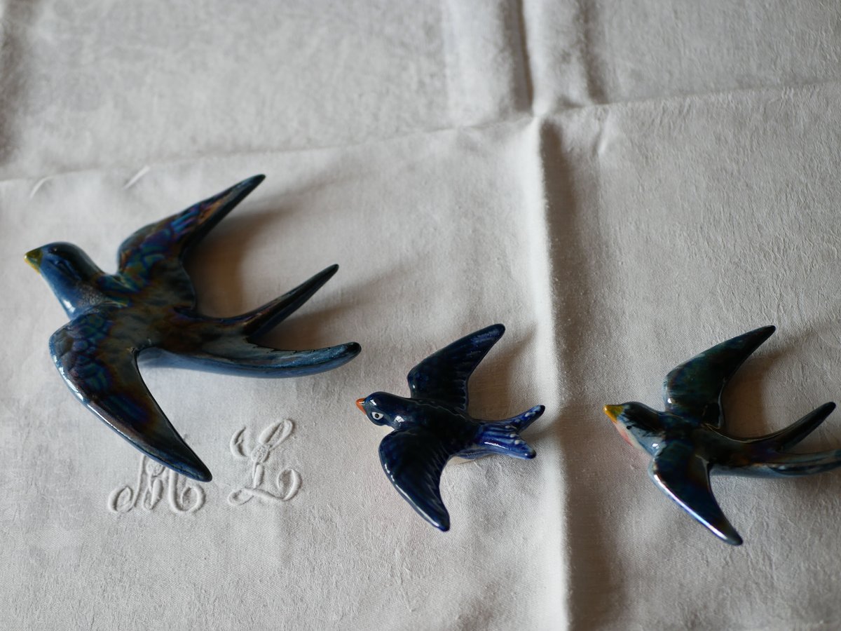 陶器のツバメ 壁掛け オブジェ フランスアンティーク ブロカント S