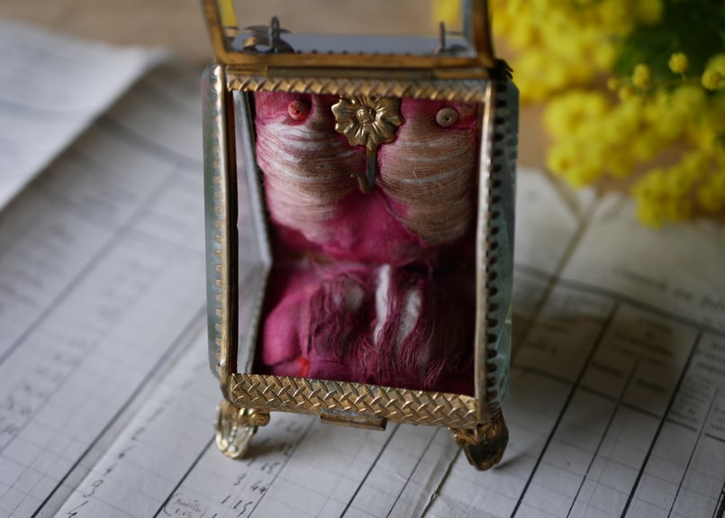 懐中時計 ガラスのジュエリーケース フランスアンティーク