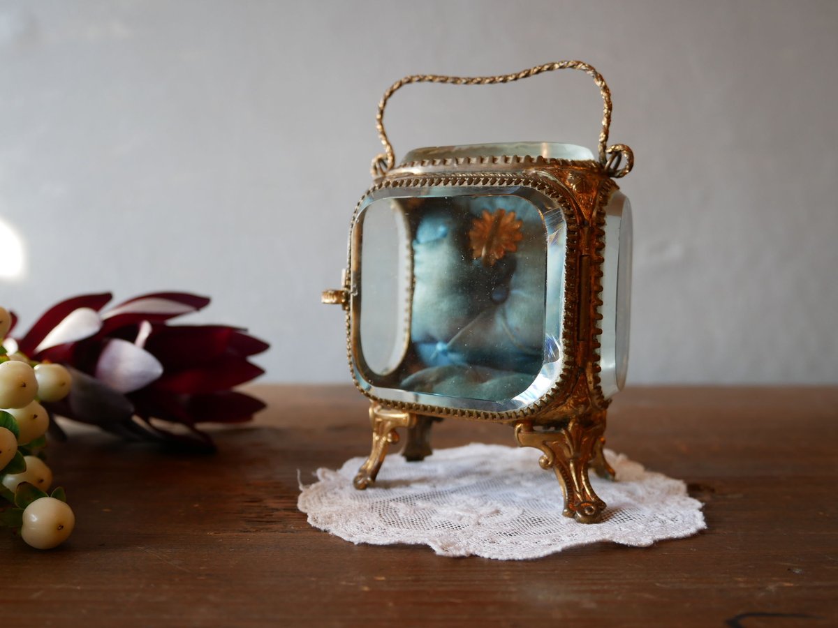 アンティークジュエリーボックス | フランス オルモルとベベルガラスの