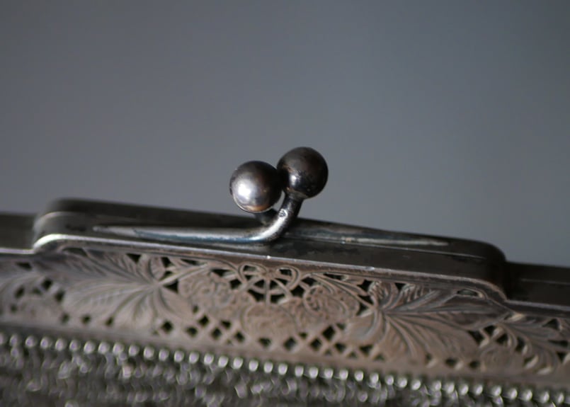 純銀 スターリングシルバー サック メッシュバッグ フランス