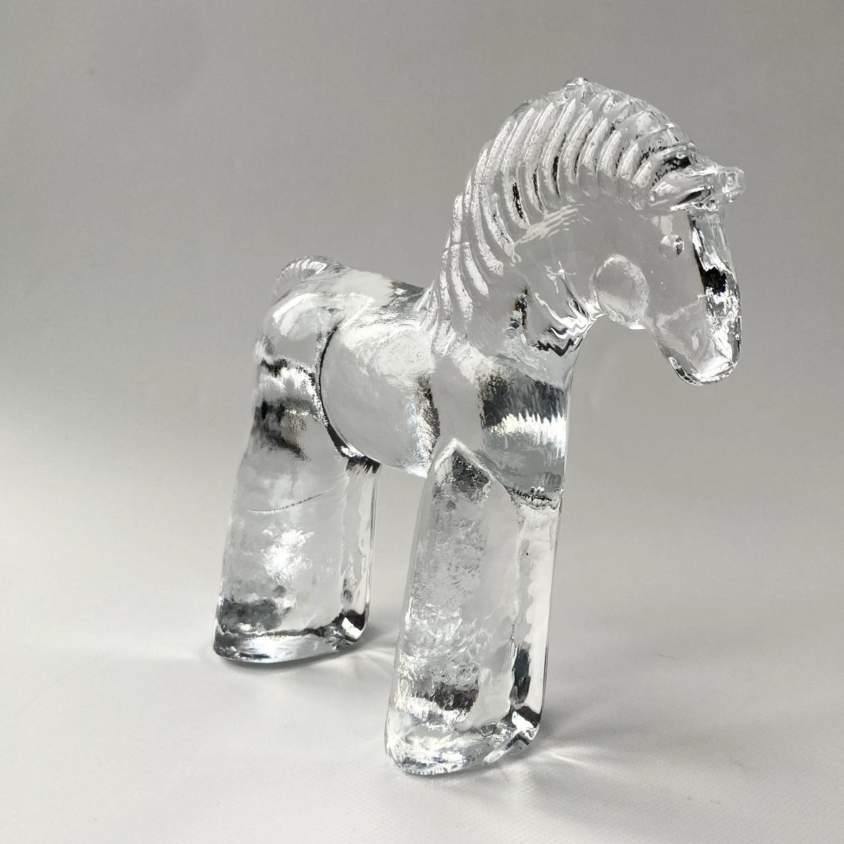 Daum クリスタルガラス 馬の頭部彫刻 オブジェ ケース付き Daum