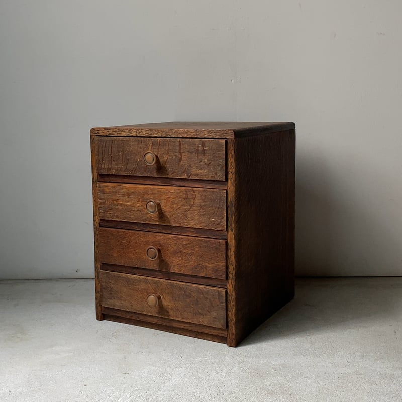 アンティーク 4杯小引き出し 厚みある木製無垢材 木製摘み 古引出し 古
