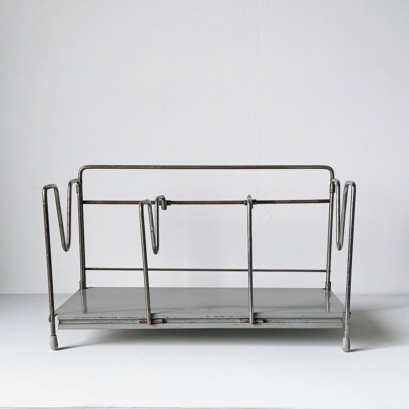 70s ヴィンテージ スチールブックスタンド 卓上本立て グレー