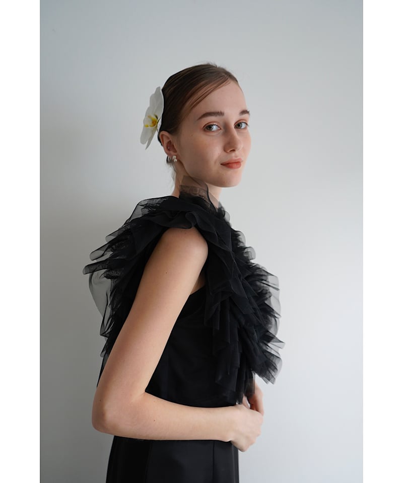 acka tulle vest satin one-piece