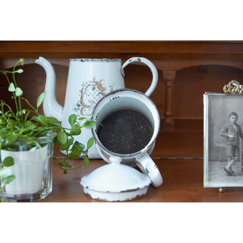 フランスアンティーク カフェティエール ハンドペイント 美しい装飾