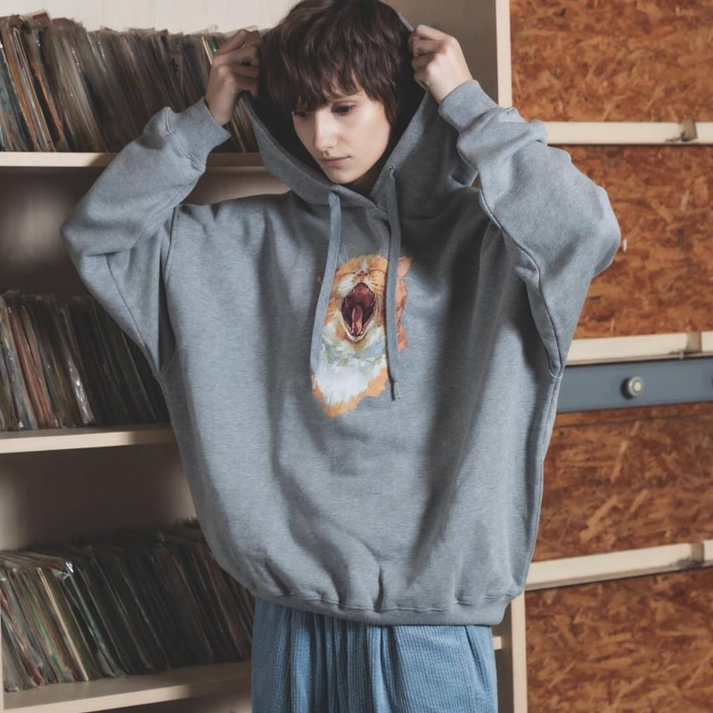 Neko Hoodie(Akubi)-グレー | harapeco Store