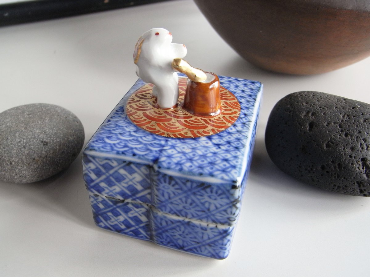 B251s 「色絵 奴凧香合」高野昭阿弥造 共箱 正月 京焼 B251s 「色絵