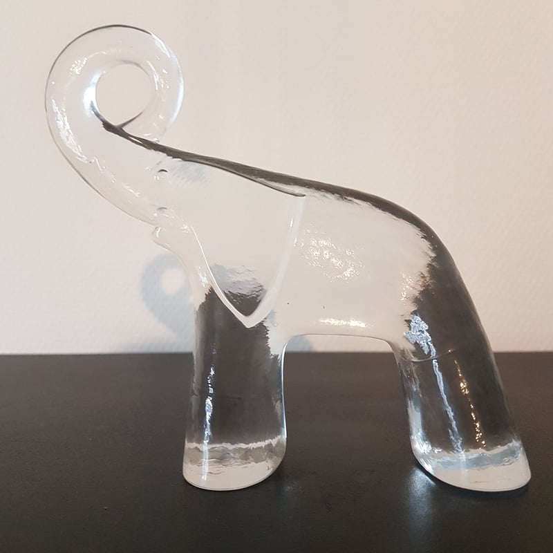 ヴィンテージ！KOSTA BODA クリスタル ゾウ 置物 北欧 2点セット