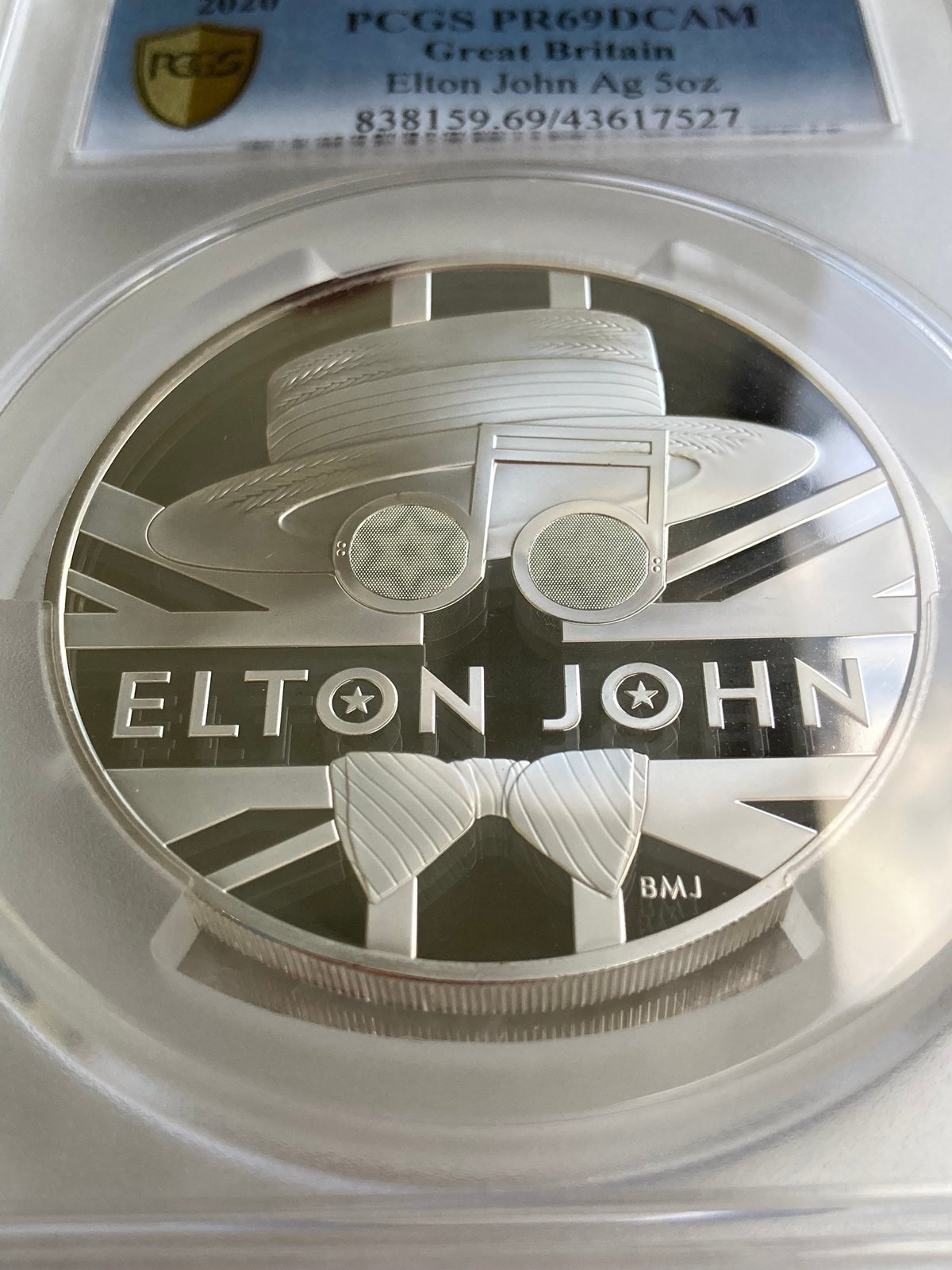 PCGS鑑定PR69 エルトンジョン 5オンス 10ポンド銀貨 シルバープルーフ