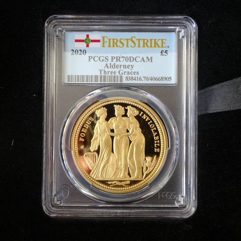 PCGS PR70DCAM】2020年 オルダニー島 スリーグレイセス 5ポンド金貨