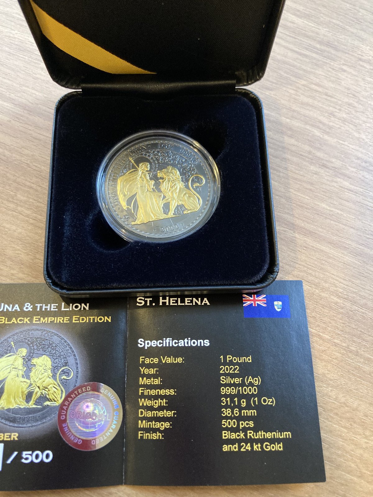 ウナとライオン 2022年 イギリス領セントヘレナ造幣局 ゴールド