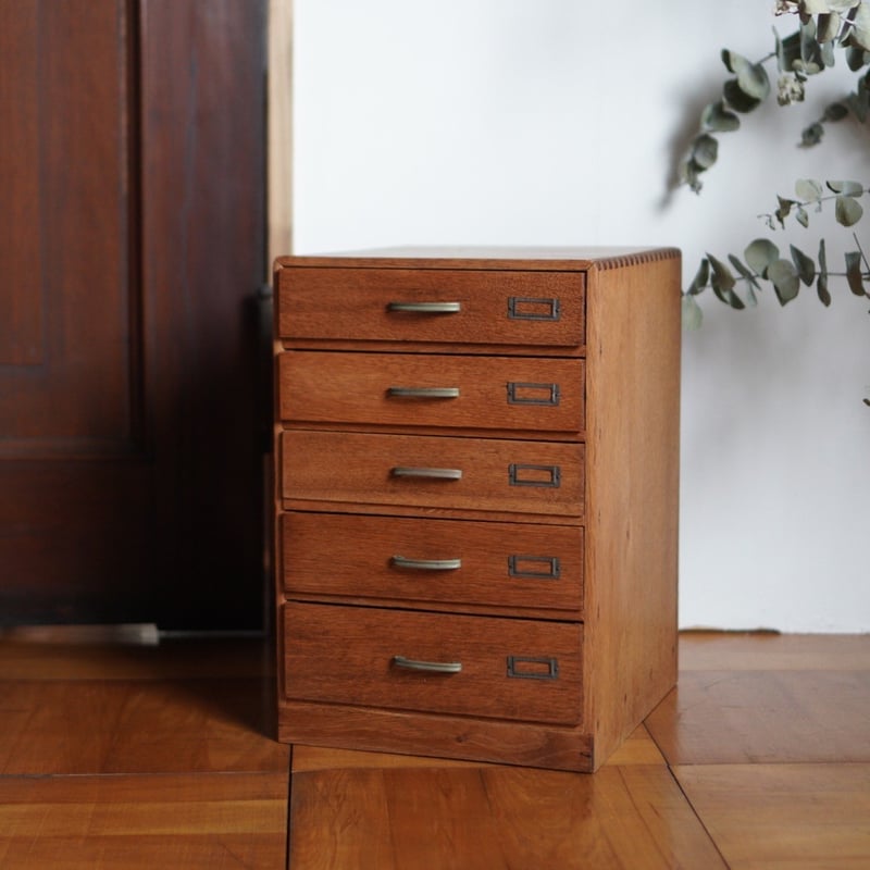 5杯小引出し 小抽斗 引出し 収納 木製 昭和初期 古道具 アンティーク