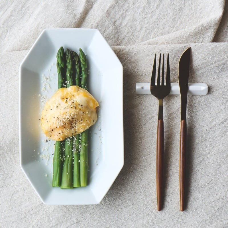 八角長角プレート ネイビー / 白マット | 和食器通販 有田焼 山忠