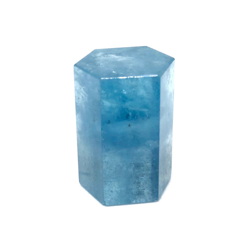高透明度・超濃厚青色！】アクアマリン表面研磨六角柱・大【63.65ct