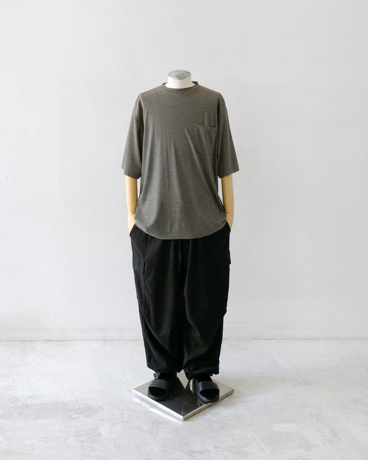 COMOLI _ サマーウール 半袖Tシャツ ( Border ) | Tronica