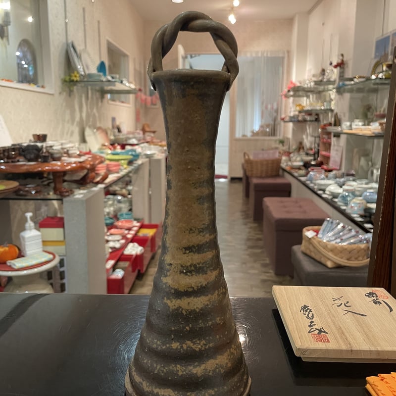 備前焼 鈴木勝詞作 鶴首花入 花瓶 | つちや陶器店