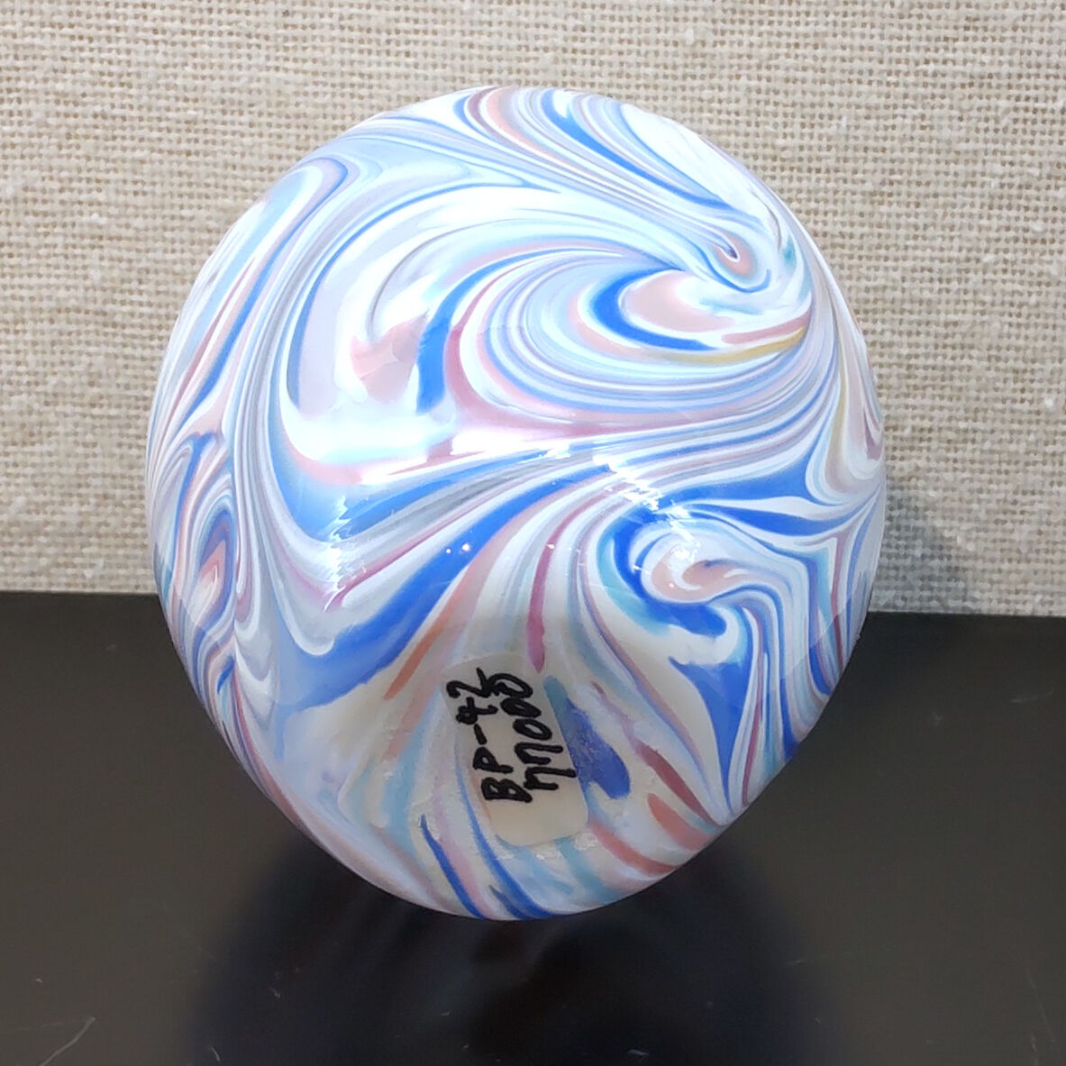 迫二郎作 楕円香水瓶 楕円形の香水瓶、楕円形のガラス瓶 迫二郎作 楕円