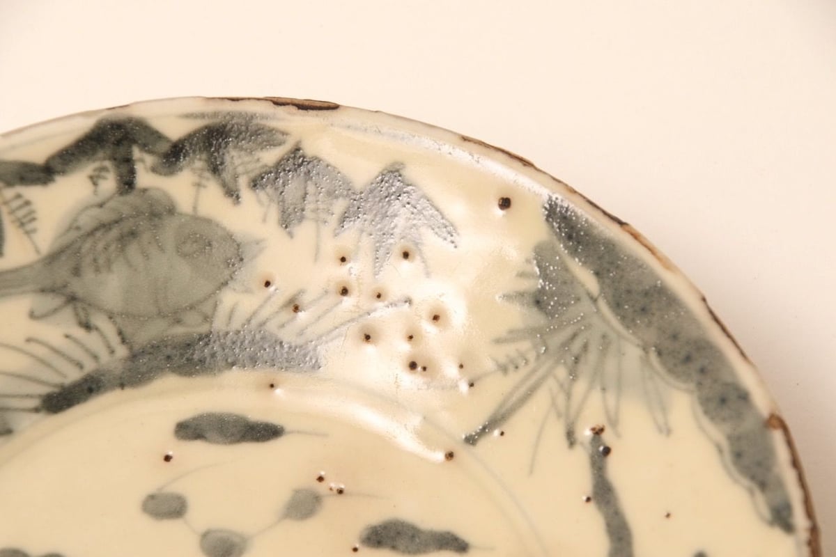 皿/呉須染付/中国/鹿/魚/明~清/古玩/唐物/ 古美術/ 時代物 /骨董品