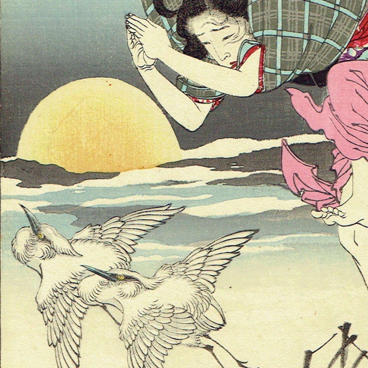 月岡芳年「月百姿 朝野川晴雪月 孝女ちか子」明治18年(1885)【浮世絵