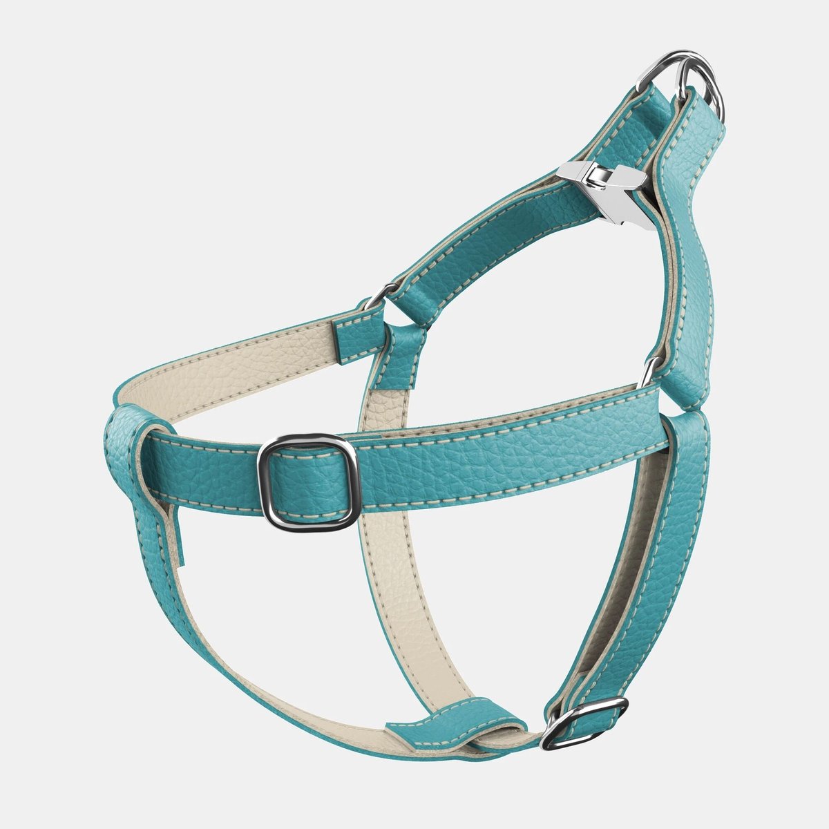 BREIZH ドッグ レザーハーネス （胴輪） （ティファニーブルー