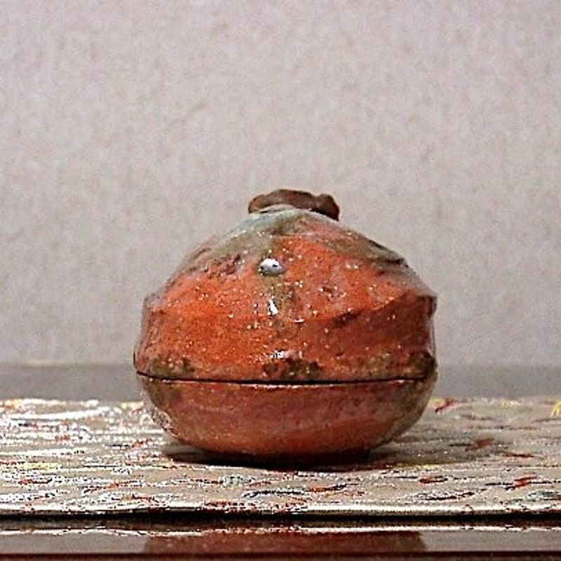 楽焼 二代 小川長楽作 香炉/火入 在銘 無傷保証 箱無 古物。 楽焼 二代