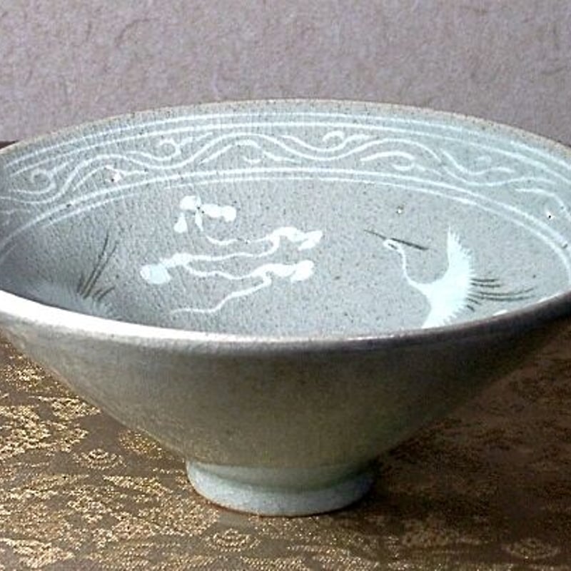 韓国 樊川窯 安 東五 作 雲鶴青磁 茶碗 無傷 箱合 保証 | STORES
