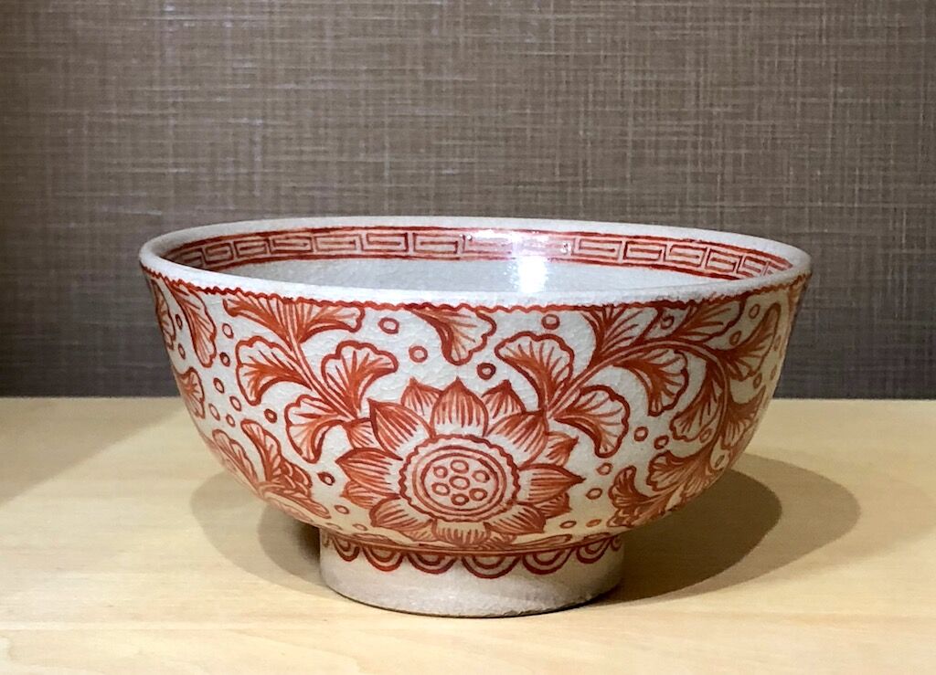 古萬古 赤絵 在印 落雁 鉢 菓子器 茶道具 旧家蔵出 古萬古 赤絵 在印