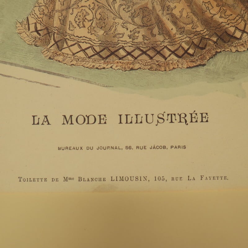 A012【版画複製版】フランスアンティーク 貴婦人 ファッション誌『La