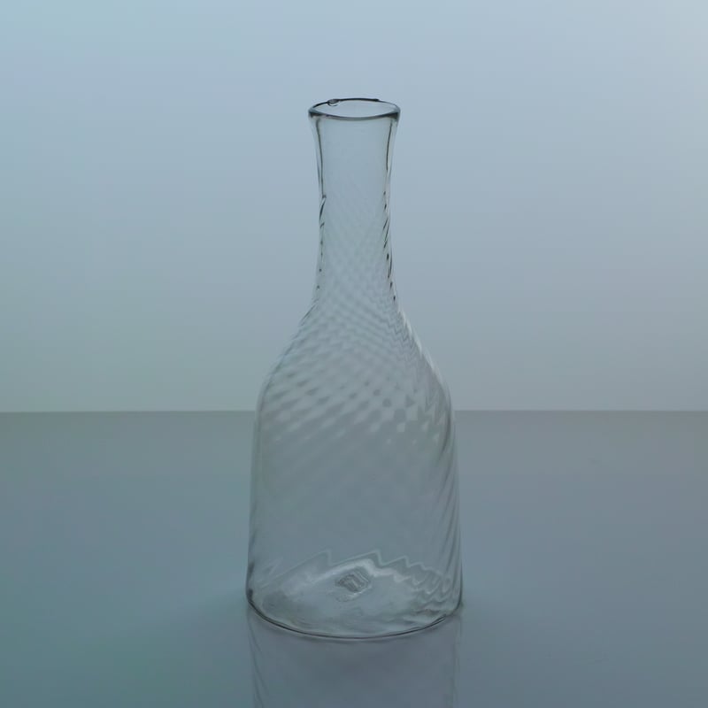 18-19世紀スウェーデン 古い手吹きガラス ツイストボトル カラフェ